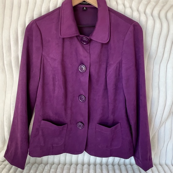 Counterparts Vintage Purple Blazer Jacket w. Large Buttons - Shoulder Pads S.6 - Picture 3 of 13